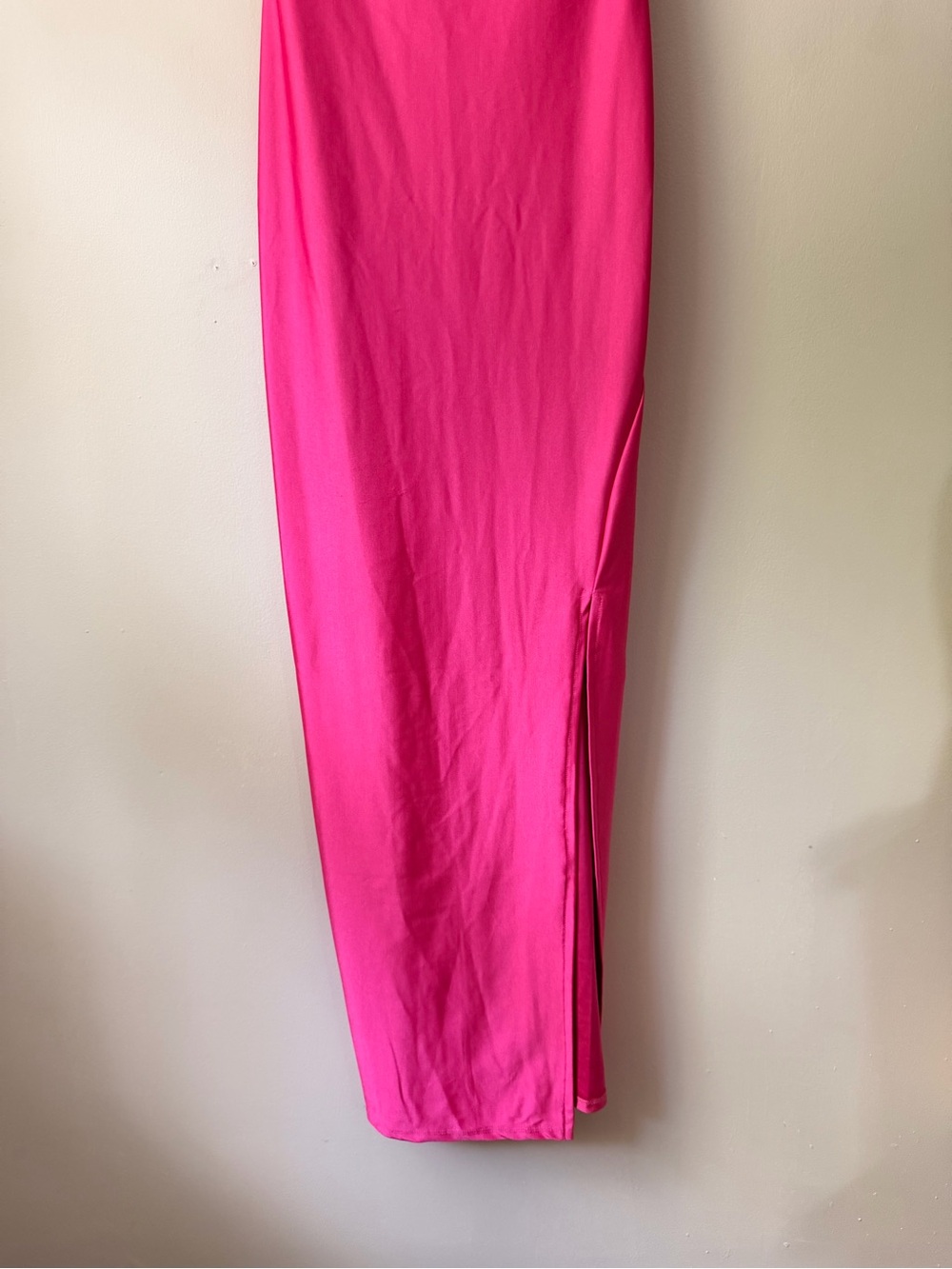 Hot Pink Slip Dress with Cowl Neck - Picture 2 of 4